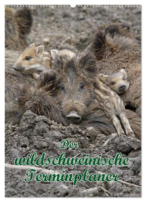 Der wildschweinische Terminplaner (Wandkalender 2024 DIN A2 hoch), CALVENDO Monatskalender von Lindert-Rottke,  Antje