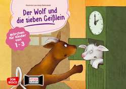Der Wolf und die sieben Geißlein. Kamishibai Bildkartenset von Bohnstedt,  Antje, Grimm Brüder, Klement,  Simone