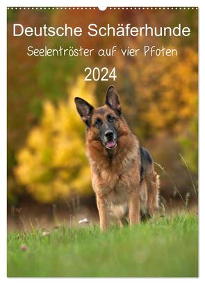 Deutsche Schäferhunde – Seelentröster auf vier Pfoten (Wandkalender 2024 DIN A2 hoch), CALVENDO Monatskalender von Schiller,  Petra