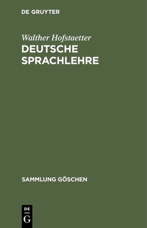 Deutsche Sprachlehre von Baum,  Theophil, Hofstaetter,  Walther