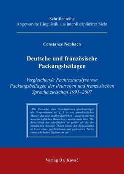 Deutsche und französische Packungsbeilagen von Neubach,  Constanze