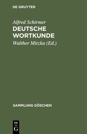 Deutsche Wortkunde von Mitzka,  Walther, Schirmer,  Alfred