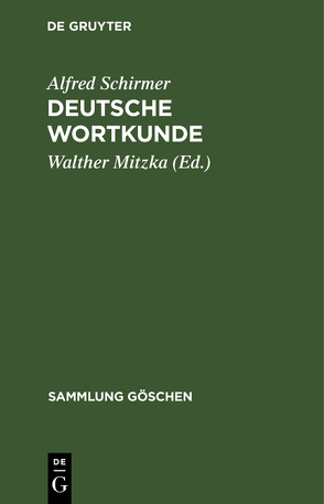 Deutsche Wortkunde von Mitzka,  Walther, Schirmer,  Alfred