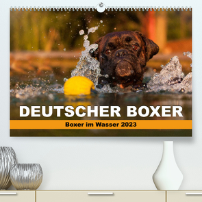 Deutscher Boxer – Boxer im Wasser 2023 (Premium, hochwertiger DIN A2 Wandkalender 2023, Kunstdruck in Hochglanz) von Mielke,  Kerstin