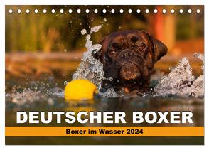 Deutscher Boxer – Boxer im Wasser 2024 (Tischkalender 2024 DIN A5 quer), CALVENDO Monatskalender von Mielke,  Kerstin