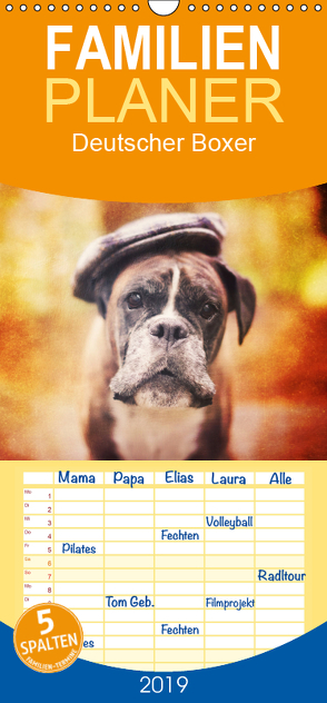 Deutscher Boxer – Familienplaner hoch (Wandkalender 2019 , 21 cm x 45 cm, hoch) von Mielke,  Kerstin