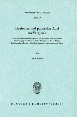 Deutscher und polnischer Adel im Vergleich. von Mikliss,  Peter