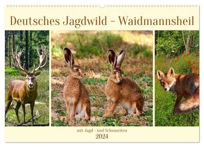 Deutsches Jagdwild – Waidmannsheil (Wandkalender 2024 DIN A2 quer), CALVENDO Monatskalender von Kleemann,  Claudia