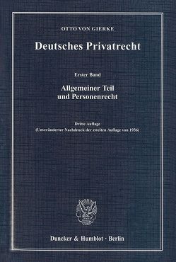 Deutsches Privatrecht. von Gierke,  Otto von