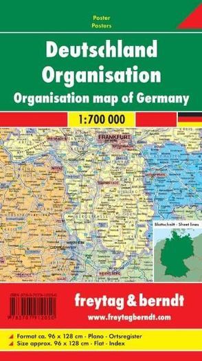 Deutschland Organisation, 1:700.000, Magnetmarkiertafel von Freytag-Berndt und Artaria KG