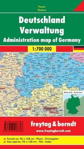Deutschland Verwaltung, 1:700.000, Magnetmarkiertafel von Freytag-Berndt und Artaria KG