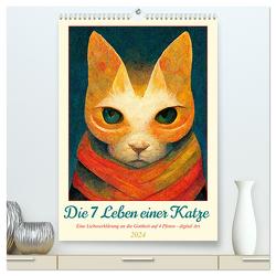 Die 7 Leben einer Katze (hochwertiger Premium Wandkalender 2024 DIN A2 hoch), Kunstdruck in Hochglanz von Felke,  Sandra