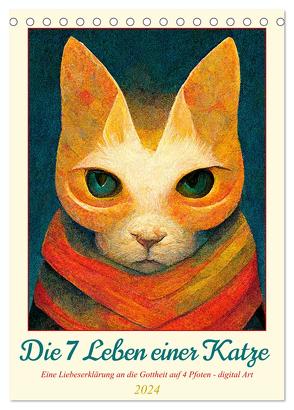 Die 7 Leben einer Katze (Tischkalender 2024 DIN A5 hoch), CALVENDO Monatskalender von Felke,  Sandra