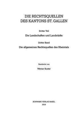 Die allgemeinen Rechtsquellen des Rheintals von Küster,  Werner