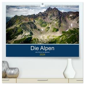Die Alpen vom Himmel aus gesehen (hochwertiger Premium Wandkalender 2024 DIN A2 quer), Kunstdruck in Hochglanz von Gaymard,  Alain
