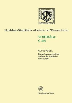 Die Anfänge des westlichen Studiums der altindischen Lexikographie von Vogel,  Claus