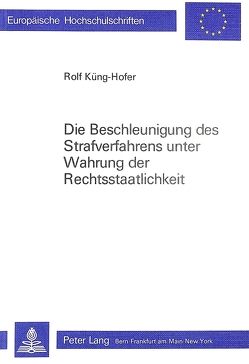 Die Beschleunigung des Strafverfahrens unter Wahrung der Rechtsstaatlichkeit