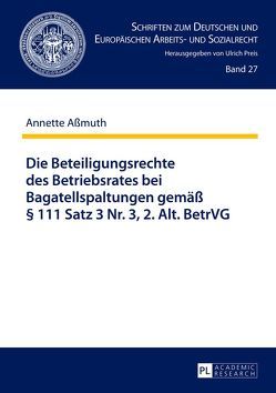 Die Beteiligungsrechte des Betriebsrates bei Bagatellspaltungen gemäß § 111 Satz 3 Nr. 3, 2. Alt. BetrVG von Aßmuth,  Annette