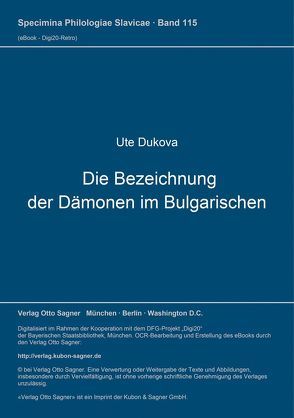 Die Bezeichnung der Dämonen im Bulgarischen von Dukova,  Ute