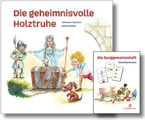 Die Burggemeinschaft – Buch und Charakterkarten T von Greisser,  Johannes, Gut,  Joëlle, Weber,  Adrian