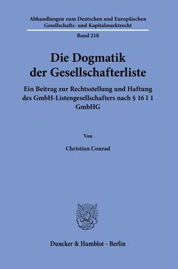 Die Dogmatik der Gesellschafterliste. von Conrad,  Christian