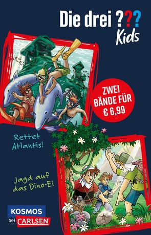 Die drei ??? kids: Doppelband – Enthält die Bände: Rettet Atlantis! / Jagd auf das Dino-Ei von Blanck,  Ulf, Schmidt,  Kim, Wegner,  Stefanie