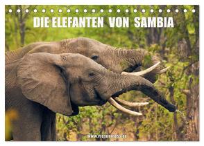 Die Elefanten von Sambia (Tischkalender 2024 DIN A5 quer), CALVENDO Monatskalender von Esch,  Jens