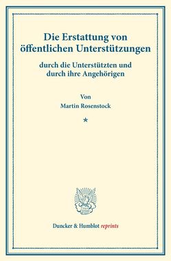 Die Erstattung von öffentlichen Unterstützungen von Rosenstock,  Martin