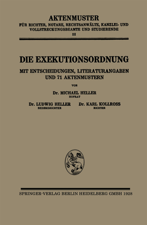 Die Exekutionsordnung von Heller,  Ludwig, Heller,  Michael, Kollross,  Karl