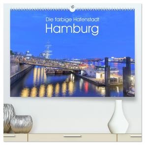 Die farbige Hafenstadt Hamburg (hochwertiger Premium Wandkalender 2024 DIN A2 quer), Kunstdruck in Hochglanz von Nürnberg,  Fiorelino