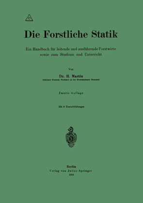 Die Forstliche Statik von Martin,  H.