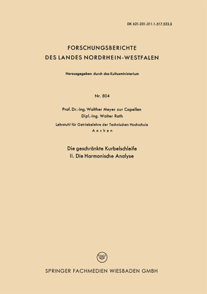 Die geschränkte Kurbelschleife von Capellen,  Walther Meyer