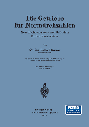 Die Getriebe für Normdrehzahlen von Germar,  Ruthard, Schlesinger,  G.
