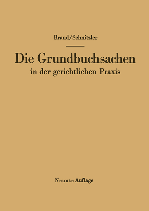 Die Grundbuchsachen in der gerichtlichen Praxis von Brand,  Arthur, Schnitzler,  Leo