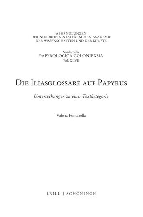 Die Iliasglossare auf Papyrus von Fontanella,  Valeria