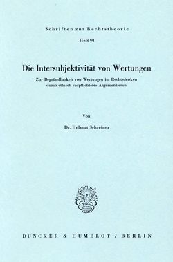 Die Intersubjektivität von Wertungen. von Schreiner,  Helmut