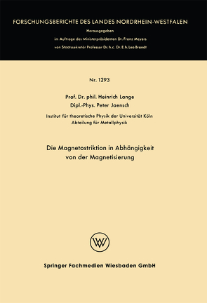 Die Magnetostriktion in Abhängigkeit von der Magnetisierung von Lange,  Heinrich