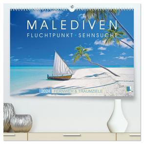 Die Malediven: Fluchtpunkt Sehnsucht (hochwertiger Premium Wandkalender 2024 DIN A2 quer), Kunstdruck in Hochglanz von CALVENDO,  CALVENDO