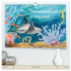 Die Meereswelt in Aquarell (hochwertiger Premium Wandkalender 2024 DIN A2 quer), Kunstdruck in Hochglanz von Krause,  Jitka