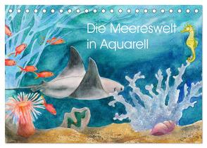 Die Meereswelt in Aquarell (Tischkalender 2024 DIN A5 quer), CALVENDO Monatskalender von Krause,  Jitka