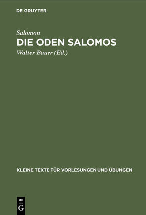 Die Oden Salomos von Bauer,  Walter, Salomon