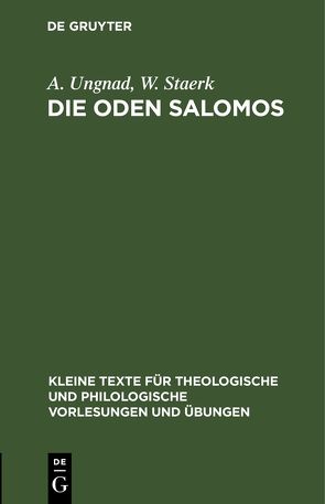 Die Oden Salomos von Staerk,  W., Ungnad,  A.