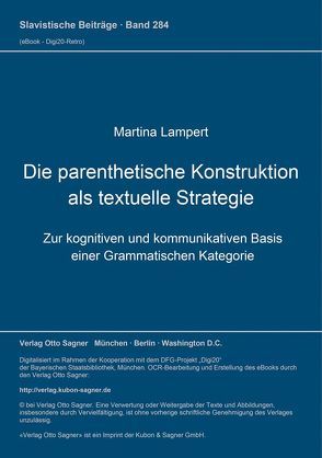 Die parenthetische Konstruktion als textuelle Strategie von Lampert,  Martina