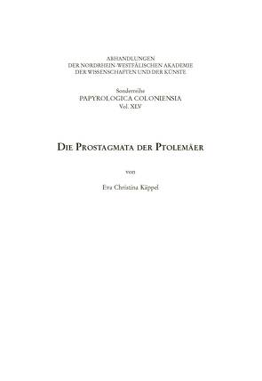 Die Prostagmata der Ptolemäer von Käppel,  Eva Christina