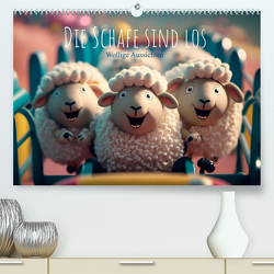 Die Schafe sind los Wollige Aussichten (Premium, hochwertiger DIN A2 Wandkalender 2024, Kunstdruck in Hochglanz) von artefacti