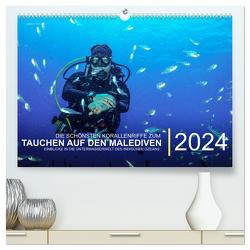 Die schönsten Korallenriffe zum Tauchen auf den Malediven (hochwertiger Premium Wandkalender 2024 DIN A2 quer), Kunstdruck in Hochglanz von Hubo - feel4nature,  Christian