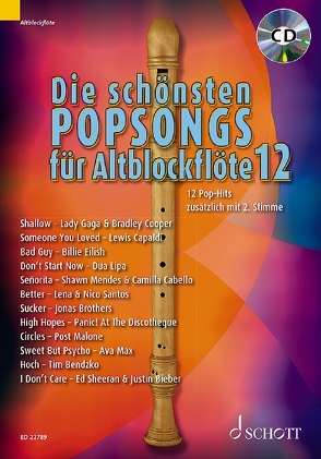 Die schönsten Popsongs für Alt-Blockflöte von Bye,  Uwe
