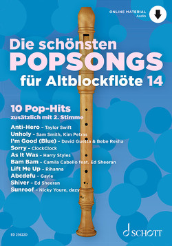 Die schönsten Popsongs für Alt-Blockflöte von Bye,  Uwe