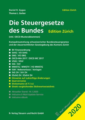 Die Steuergesetze des Bundes – Edition Zürich 2020 von Gerber,  Thomas L., Gygax,  Daniel R.