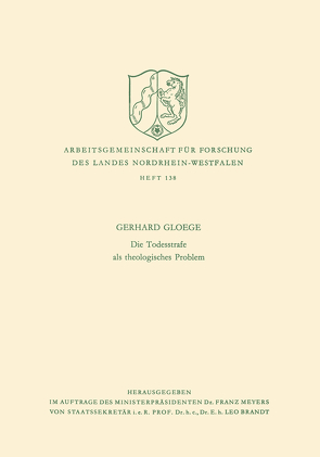 Die Todesstrafe als theologisches Problem von Gloege,  Gerhard